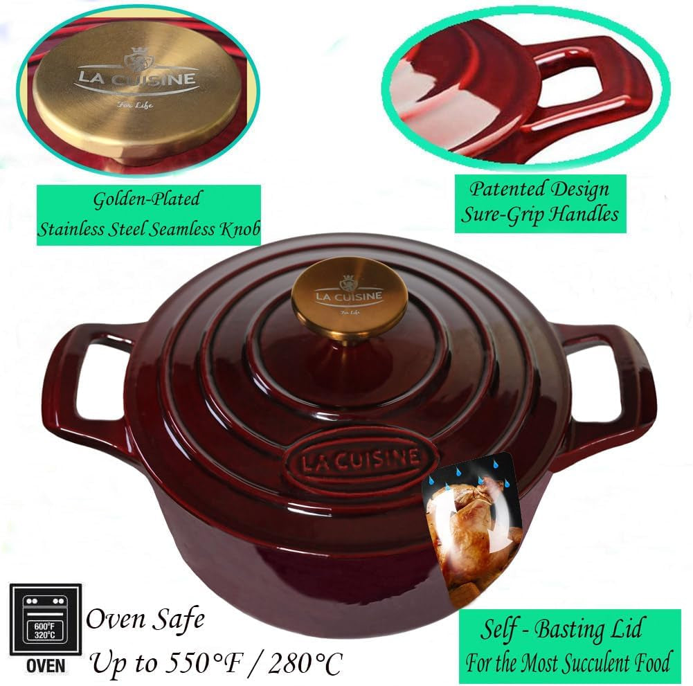la-cuisine-enameled-cast-iron-dutch-oven-casserole-pot-with-golden-handle-for-lid-internal-matte-black-enamel-coating-5-qt-10-5-26cm-o-oven-safe-550-f-276-c-cranberry