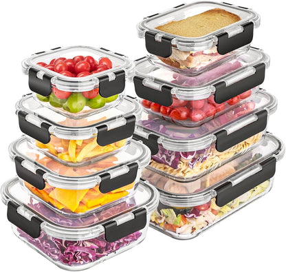 8 Pack Glass Food Storage Containers with Lids, Meal Prep Containers, Airtight Bento Boxes with Leak Proof Locking for Microwave, Oven, Freezer and Dishwasher, BPA Free1