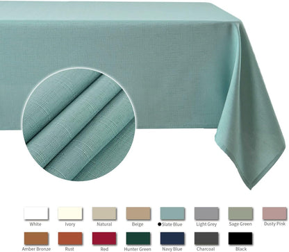 Rectangle Slubby Textured Tablecloth Waterproof Spillproof Wrinkle Free Table Cloth, Kitchen Dining Room Decoration, Fabric Table Cover for Holiday Party Dinner, 52 X 70 Inch, Slate Blue4