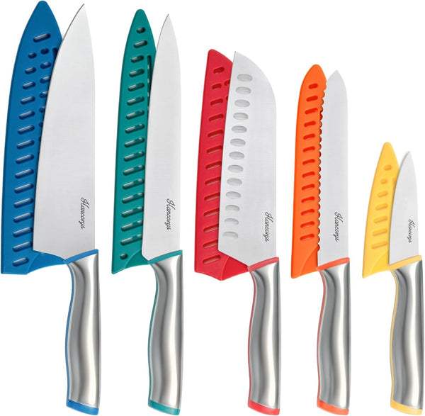 Knife Set, 11 PCS Kitchen Knives Set, 5 Color-Coded Blade Guards1