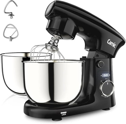 Stand Mixer, 4.2QT+5.3QT Two Bowls Electric Food Mixer, 10 Speeds with Digital Setting 3-IN-1 Kitchen Mixer for Baking Cakes Cookie Bread Salad with Egg Whisk,Dough Hook,Flat Beater1