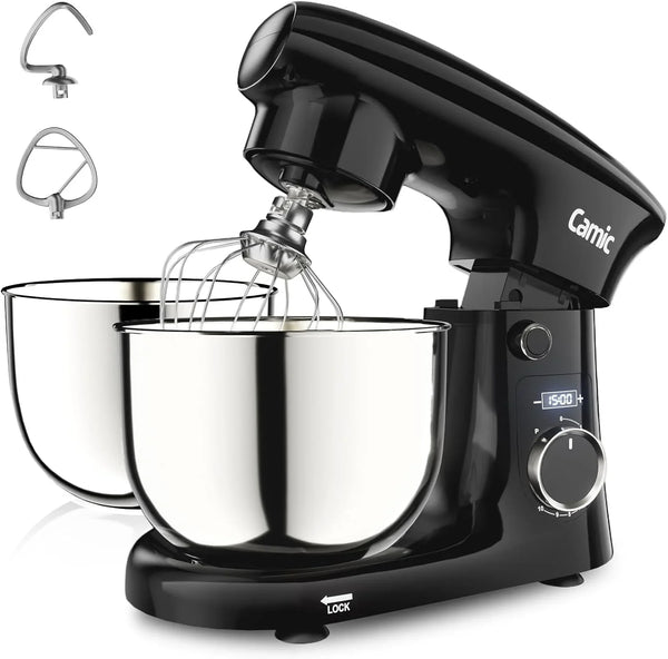 Stand Mixer, 4.2QT+5.3QT Two Bowls Electric Food Mixer, 10 Speeds with Digital Setting 3-IN-1 Kitchen Mixer for Baking Cakes Cookie Bread Salad with Egg Whisk,Dough Hook,Flat Beater1