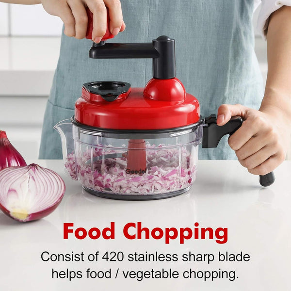 Large Food Chopper Vegetable Chopper, Manual Food Processor, 3 Cups | 3-In-1: Chop, Blend & Whisk, No BPA, Effortless Handle, Sharp Blade for Vegetable, Fruit, Meat, Nut, Ice, Salad, Salsa, Etc3