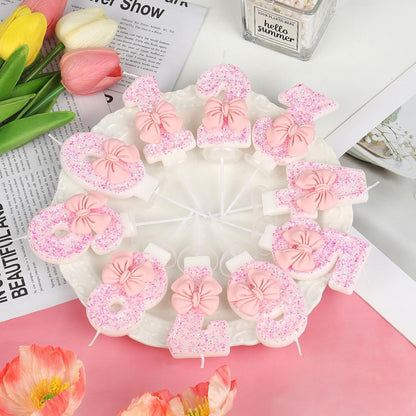 Number 10 Birthday Candle, Pink Bow Birthday Candles, Glitter Candle Cake Topper, Happy Birthday Cake Decoration Gifts, Anniversary Party Supplies for Girl8