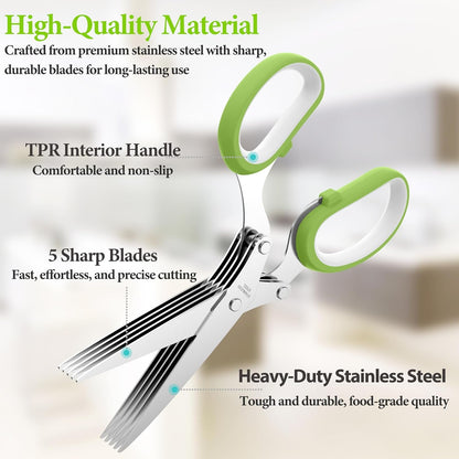 2026 Upgraded Herb Scissors, Effortless Herb Shears Cutter Tool with Sharp Stainless Steel Blades for Fresh Herbs, Must-Have Kitchen & Cooking Gadget, Green2