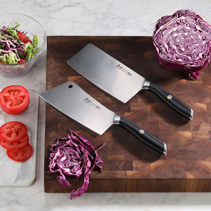 L Series 2-Piece Cleaver Set, Forged German Steel (Black)3