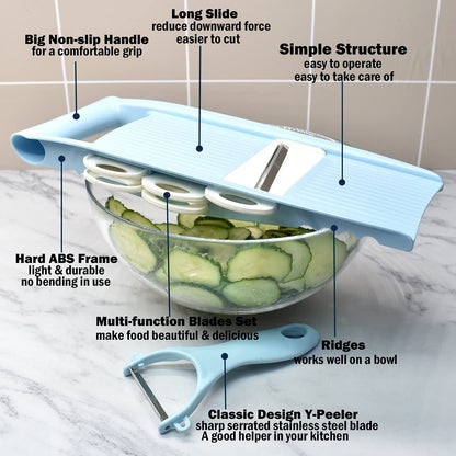 Handheld Mandoline Slicer for Kitchen, 5 in 1 Vegetable Slicer5