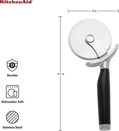 Kitchenaid Classic Pizza Wheel with Sharp Blade for Cutting through Crusts, Pies and More, Built in Finger Guard for Safety and Comfort Grip to Protect Fingers, Dishwasher Safe, 9-Inch, Black2