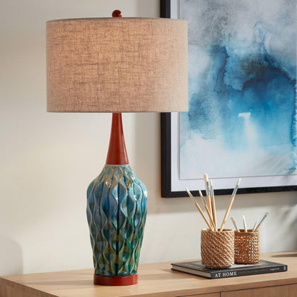 Rocco 30" Large Table Lamp Blue Ceramic Teal1