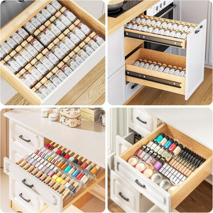 Clear Spice Drawer Organizer, 4 Tier- 2 Set (8 Packs) Spice Rack for Drawer, Expandable from 11" to 22" Kitchen Seasoning Organizers and Storage for Drawer (Jars Not Included)9