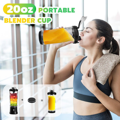 Portable Blender Personal Juicer for Shakes Smoothies with Insulated Sleeve | 20 Oz Electric Protein Shaker Bottle, Travel Lid, USB-C Rechargeable, Mini Small Cordless Blender Cup for Kitchen Travel Gym4