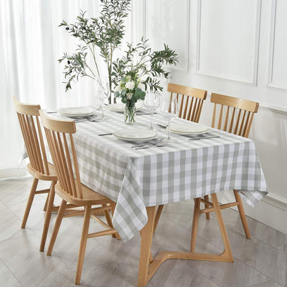 Rectangle Checkered Tablecloth Waterproof Spillproof Wrinkle Resistant Buffalo Plaid Heavy Weight Table Cloth Gingham Table Cover for Outdoor and Indoor Use, 52 X 70 Inch Grey and White1