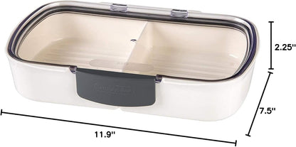 Split Deli Food Storage Container with Air-Tight Silicone Seal and Dry Erase Compatible Lid, 11.758