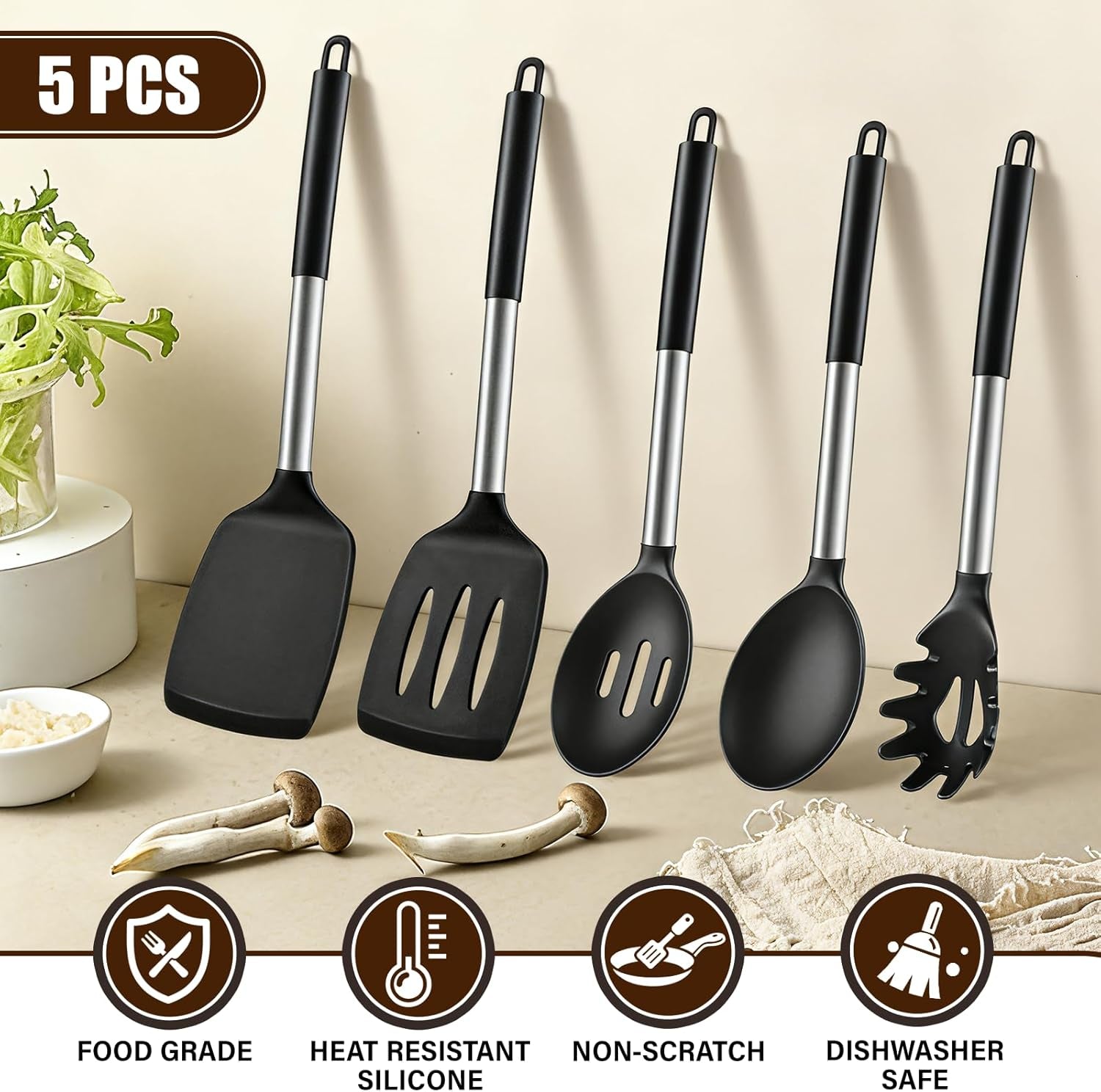 5pcs-silicone-cooking-utensils-set-heat-resistant-kitchen-tools-include-solid-slotted-spatula-cooking-spoon-and-pasta-server-silicone-kitchen-utensils-set-for-nonstick-cookware-flipping-black