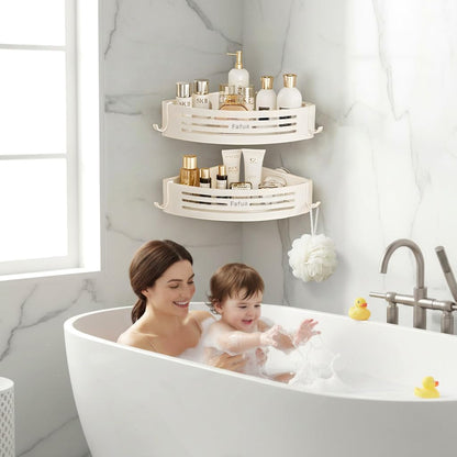 Corner Shower Caddy Suction Cup, No-Drilling Hanging Shower Shelves with Hooks, Waterproof & Rustproof Removable Shower Organizer for Bathroom Storage8