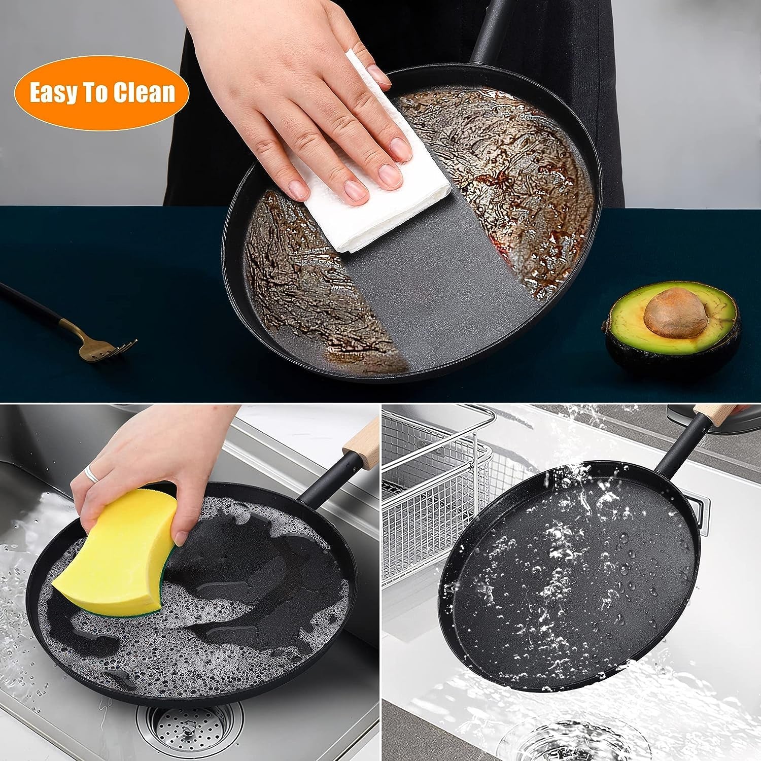 frying-pan-skillet-pre-seasoned-8-inch-flat-griddle-pan-lightweight-grill-pan-with-wooden-handle-for-camping-indoor-outdoor-cooking-black-8-inch