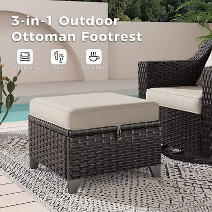 7 Piece Patio Furniture Set, Wicker Outdoor Conversation Set | Patio Chair Set with Olefin Removable Cushion, All-Weather Outdoor Couch with Deep Seat for Porch, Deck and Backyard, Beige8