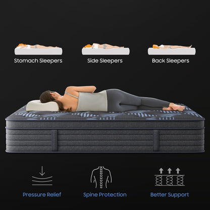 12 Inch Full Medium Firm Hybrid Mattress in a Box, Gel Foam Zoned Pocket Coils for Extra Lumbar Suppor, Certipur-Us & Oeko-Tex, 365-Night Trial for All Sleepers4