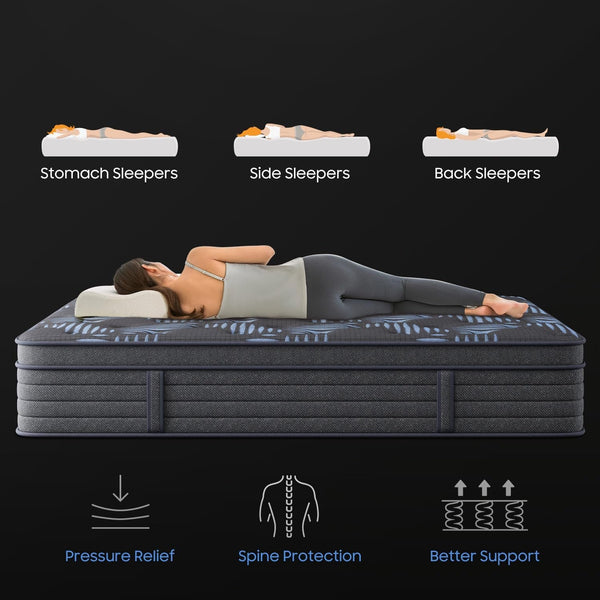 12 Inch Full Medium Firm Hybrid Mattress in a Box, Gel Foam Zoned Pocket Coils for Extra Lumbar Suppor, Certipur-Us & Oeko-Tex, 365-Night Trial for All Sleepers4