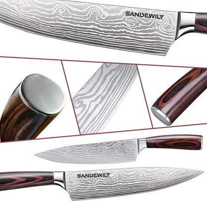 Japanese Knife Set, 3 Piece Kitchen Knives with Sheaths3