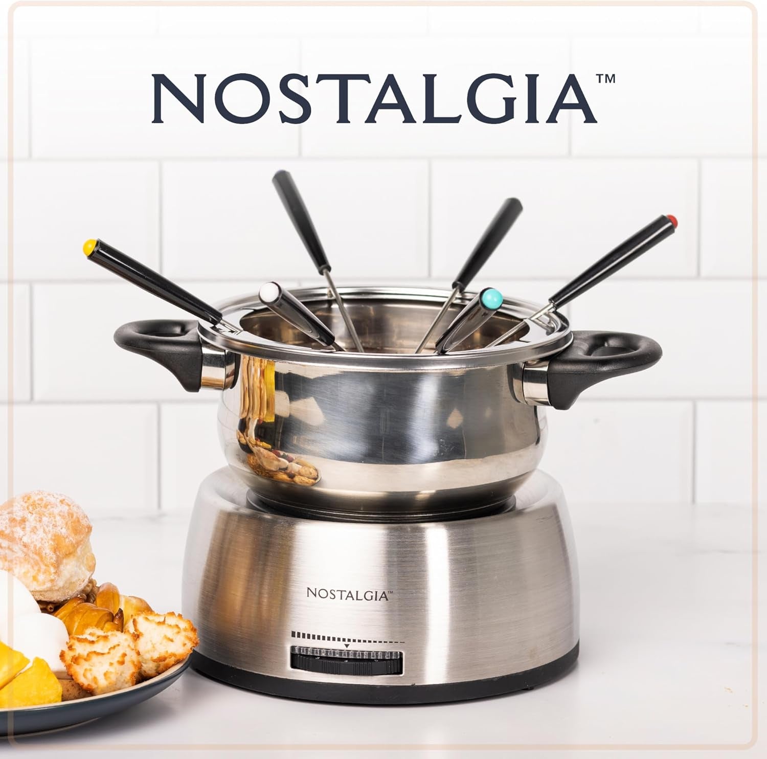 fps200-6-cup-stainless-steel-electric-fondue-pot-with-temperature-control-6-color-coded-forks-and-removable-pot-perfect-for-chocolate-caramel-cheese-sauces-and-more