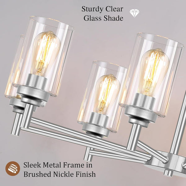 D33.5" Chandelier for Dining Room, 8-Light Light Fixture Brushed Nickel3