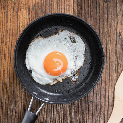4.7Inch Mini Non-Tick Egg Pan, One Egg Frying Pan, Gas/Induction Small Pan with Handle Compatible for Omelet, Pancake & Camping, RV Use(Color:Black)3