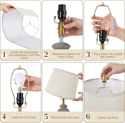 22.75" Ceramic Table Lamps Set of 2, Nightstand Lamps8