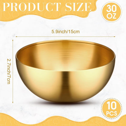 10 Pcs 5.9 Inch Gold Bowls Stainless Steel Salad Mixing Bowls2