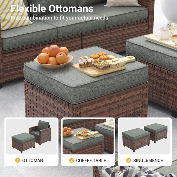 6 Piece Patio Furniture Set with Swivel Chairs,Patio Set,Dark Grey6