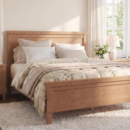 King Size Wood Platform Bed Frame with Headboard, Farmhouse Style5
