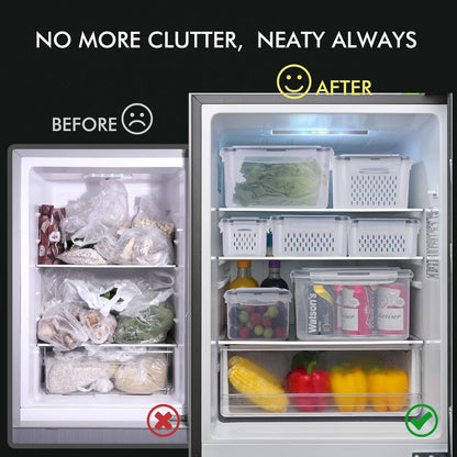 5-Pack Large Fruit Storage Container for Fridge Leak Proof with Removable Colander, BPA Free Dishwasher & Microwave Safe Largest 4.15L4