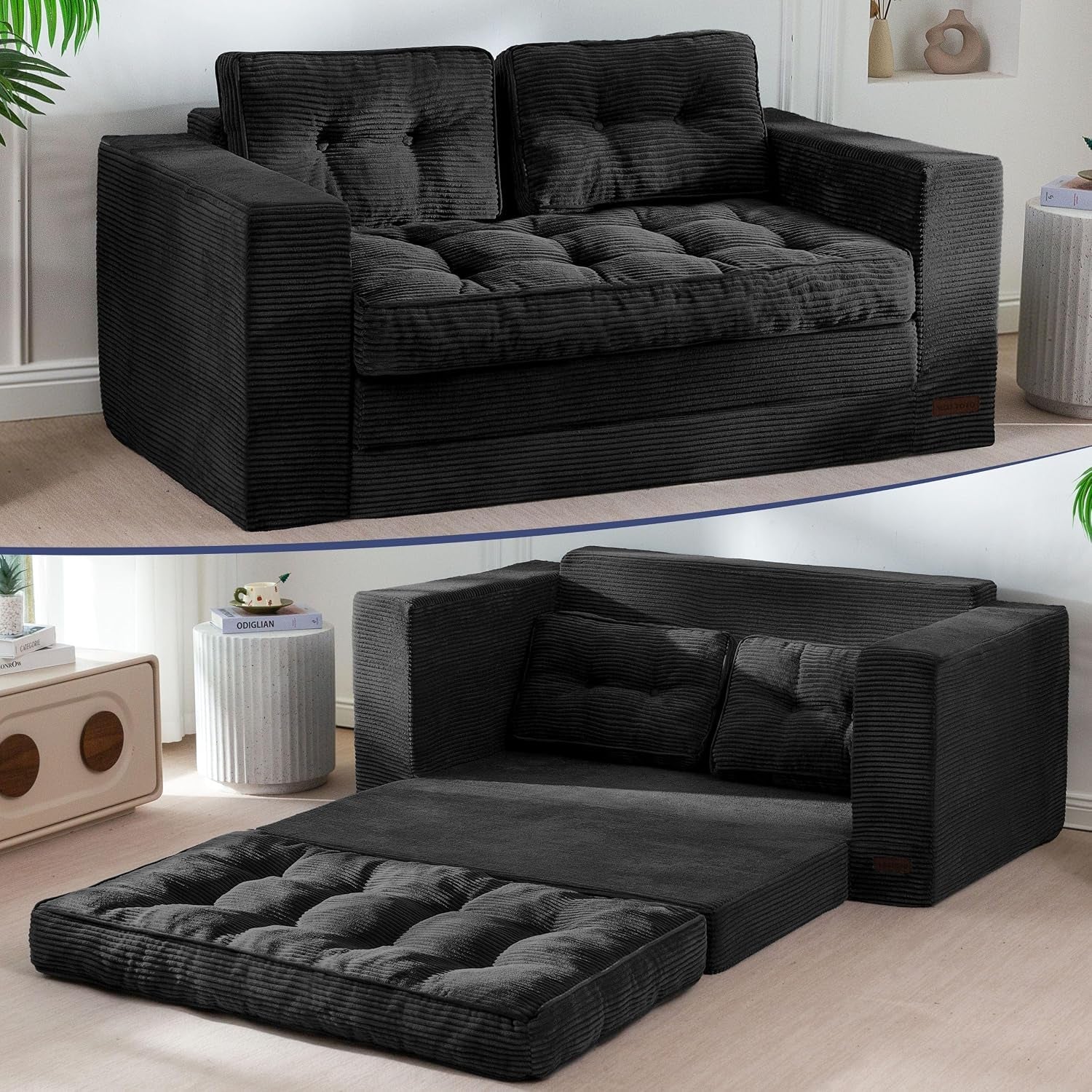 folding-sofa-bed-convertible-sleeper-loveseat-with-pillows