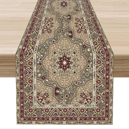 Boho Table Runner,Retro Traditional Textured Geometric Farmhouse Bohemia Table Runner for Kitchen Dinning Table Decor Home Party Holiday, 13X36 Inch1