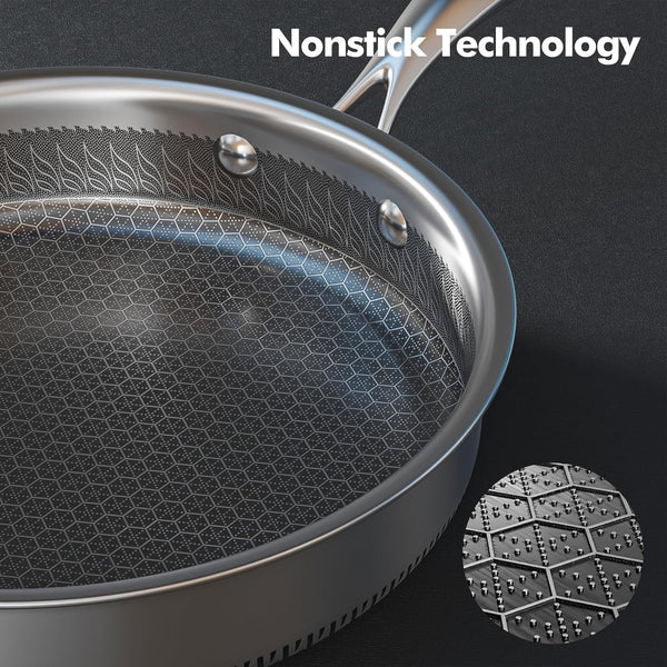 ® Hybrid Nonstick Stainless Steel Pots and Pans Set, Induction Cookware Set with Tempered Glass Lids, Non-Stick Pot and Pan Set Suitable for All Cooktops, Non-Toxic, Dishwasher & Oven Safe3