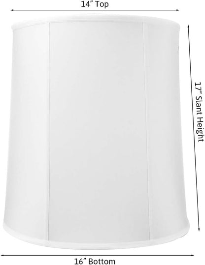 14"X16"X17” Prestige Tall Drum Lampshade with Brass Spider Fitter - Perfect for Desk and Tall Table Lamps - Large Cylinder Shade Replacement, White Shantung Fabric2