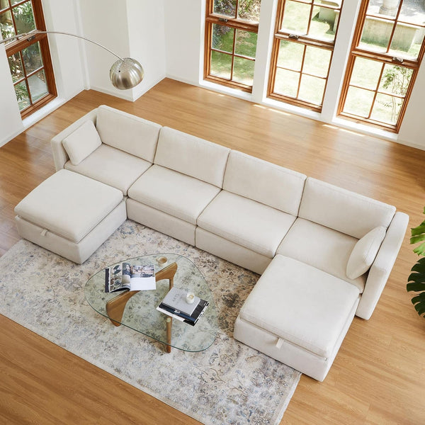 CHITA 146" Modular Sectional Sofa, 6 Seat Modular Couch, Linen1