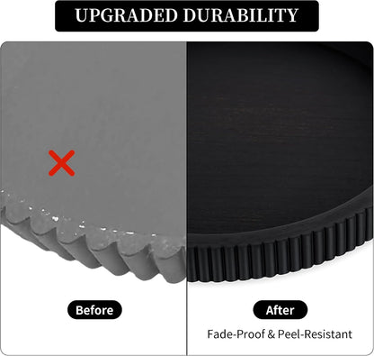 Black Decorative Coffee Table Tray, Scalloped Edge | 12" round Wood Centerpiece Tray, Ideal for Living Room, Entryway Table, Kitchen Island, Fits Modern Decor.6