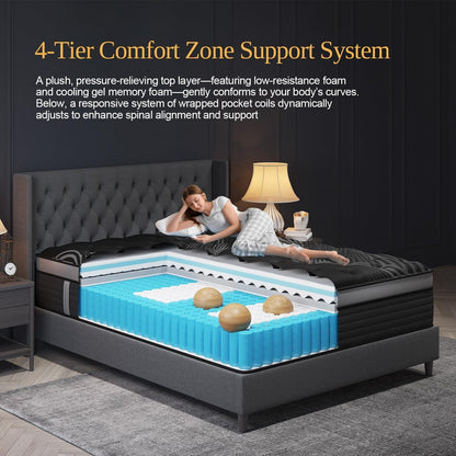 Queen Mattress, 14 Inch Hybrid Mattresses, Medium-Firm Feel with Pocket Springs & Cooling Gel Memory Foam, Certipur-Us Certified for Enhanced Support, Cooling & Motion Isolation5