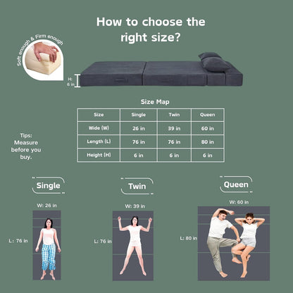 Folding Sofa Bed, Convertible Sleeper Chair Bed, Floor Sofa with Bag6