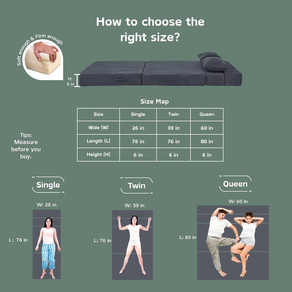 Folding Sofa Bed, Convertible Sleeper Chair Bed, Floor Sofa with Bag6