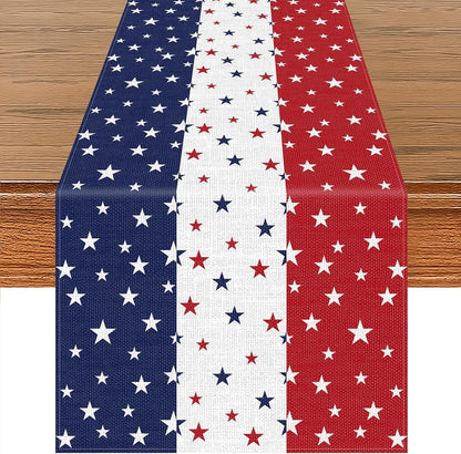 72 X 13 Inches Patriotic Table Runner, Red White and Blue Star Print American Flag Runner for 4Th of July, Memorial Day, Veterans Day, and Independence Day Table Top Kitchen Decorations1