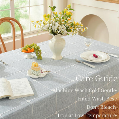 Blue Square Table Cloth 70X70 Inch Square Tablecloth Blue Linen4