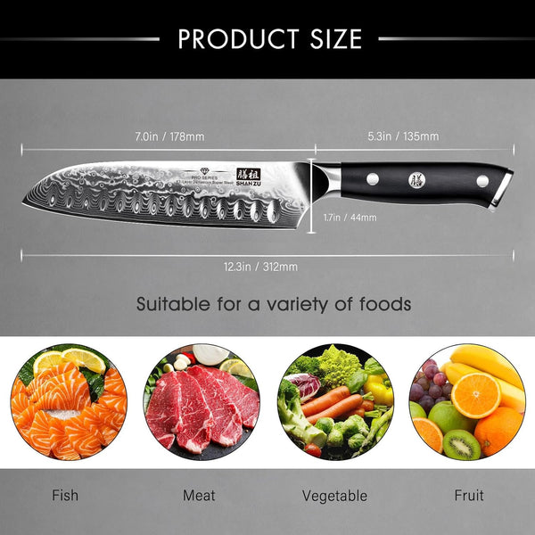 7 in Damascus Chef Knife, Japanese Santoku Chef'S Knife5