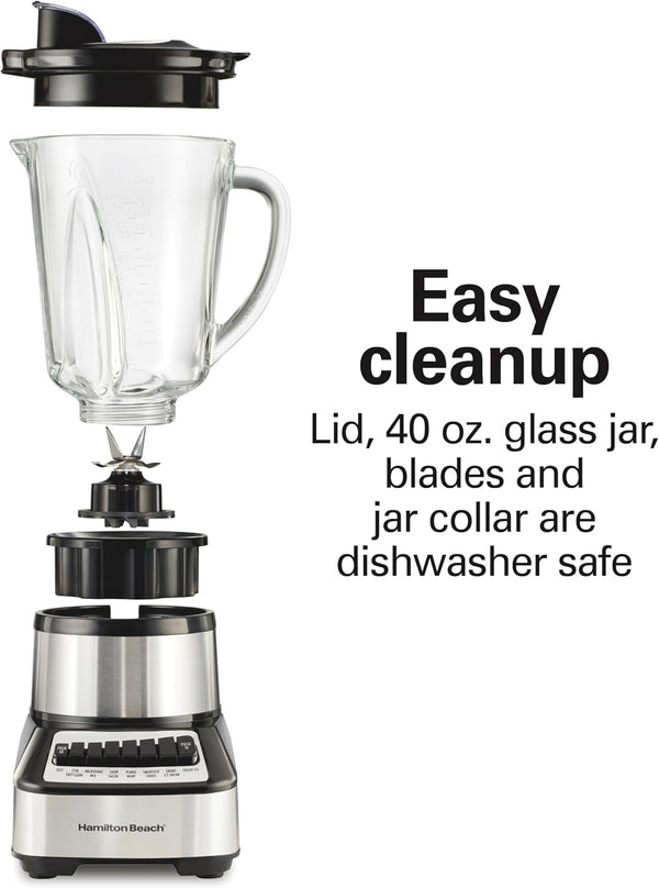 Wave Crusher Blender for Smoothies with 40 Oz Glass Jar and 14 Functions, Ice Sabre Blades & 700 Watts for Consistently Smooth Results, Black + Stainless Steel (54221)6