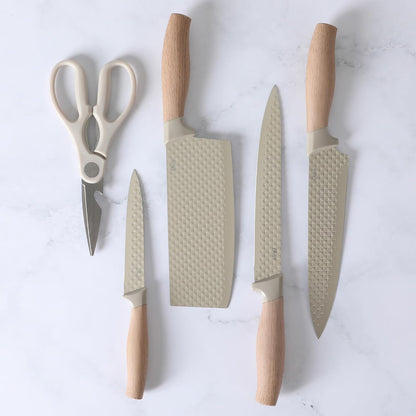 Oster Gunderson 6-Piece Kitchen Knife Block Set, Stainless Steel Kitchen Knife Set with Sharp Blades and Wooden Block7