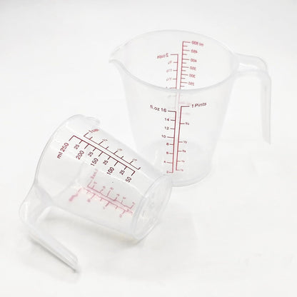 Plastic Measuring Cup 2Pcs 250ML Measuring Mug 8/16Oz with Handle Graduated Pitcher for Baking Flour Oil Powder Cooking Kitchen Measure Container Stackable (250Ml/0.06Gal)6