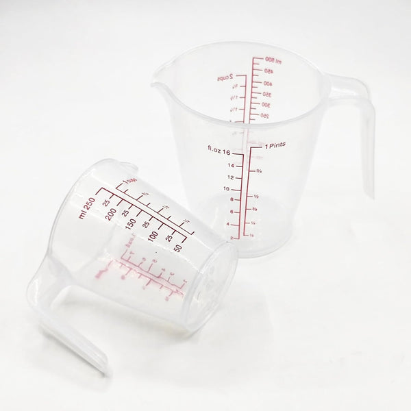 Plastic Measuring Cup 2Pcs 250ML Measuring Mug 8/16Oz with Handle Graduated Pitcher for Baking Flour Oil Powder Cooking Kitchen Measure Container Stackable (250Ml/0.06Gal)6