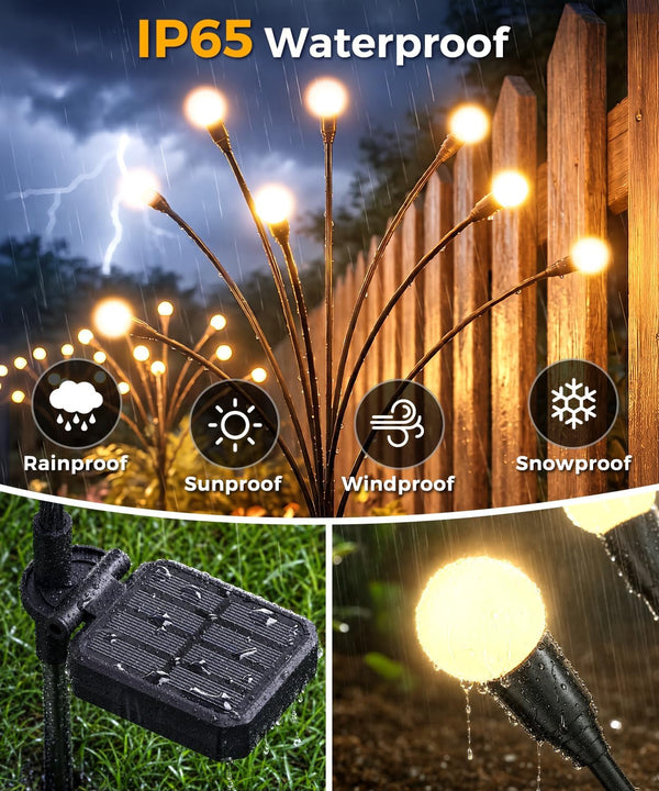 6 Pack Solar Garden Lights 48 LED, Solar Lights Outdoor Waterproof IP65, Decorative Garden Lights Solar Powered for Yard Patio Pathway Decor, outside Fairy Firefly Lights Garden Gifts3