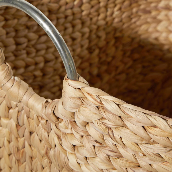 Deco 79 Seagrass Handmade Decorative and Functional Storage Basket Large Woven Basket Organizer with Ring Metal Handles, Basket for Storage 21" X 17" X 19", Brown4